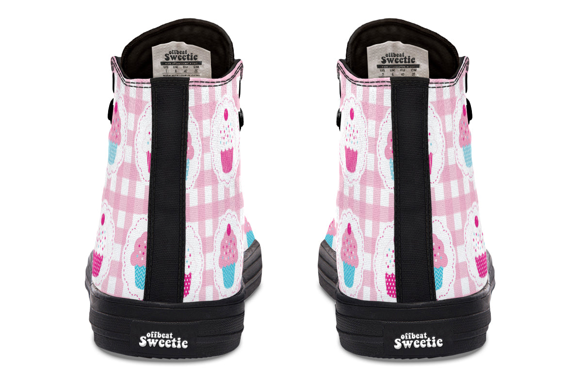 Pink Gingham Cupcakes High Tops