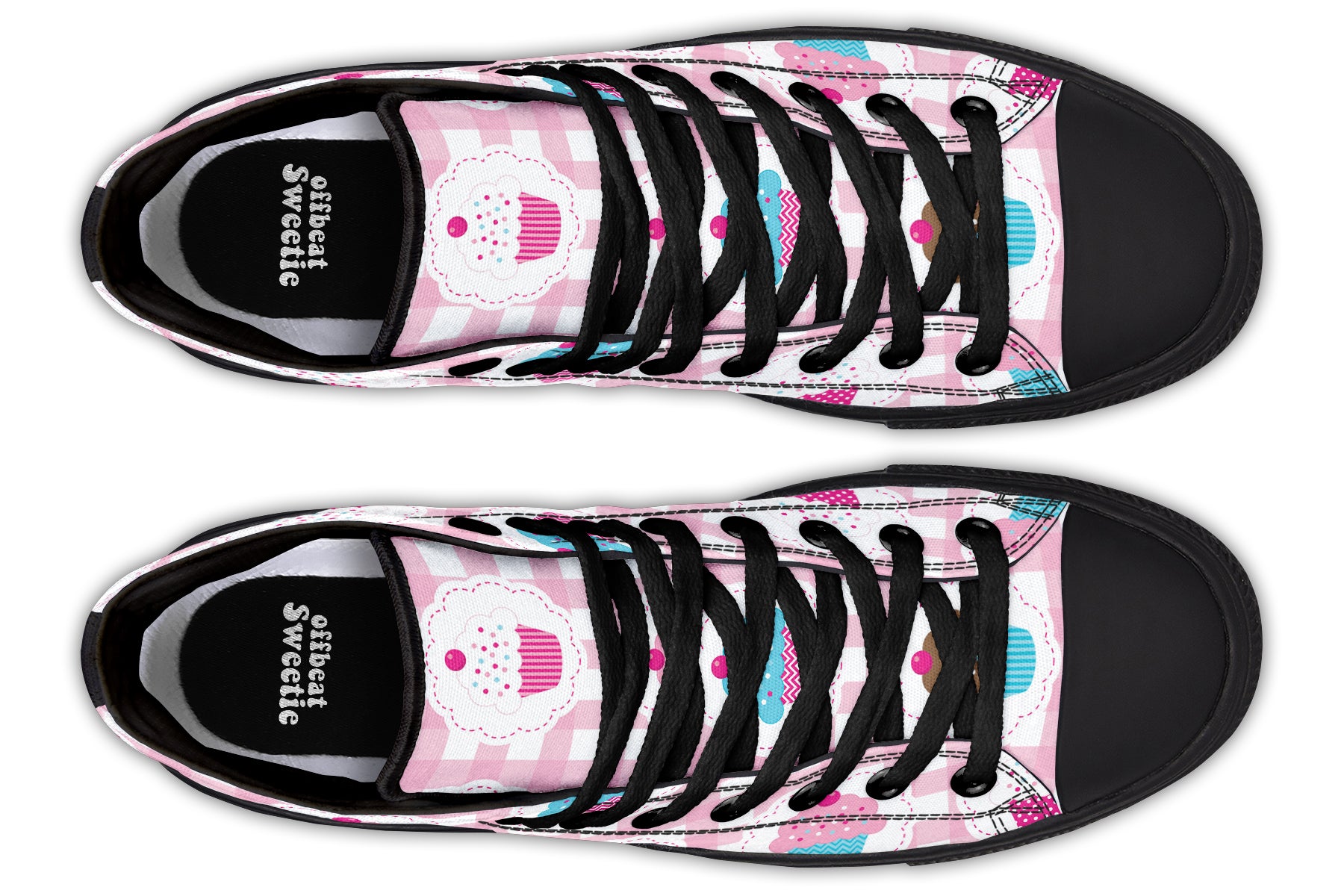 Pink Gingham Cupcakes High Tops