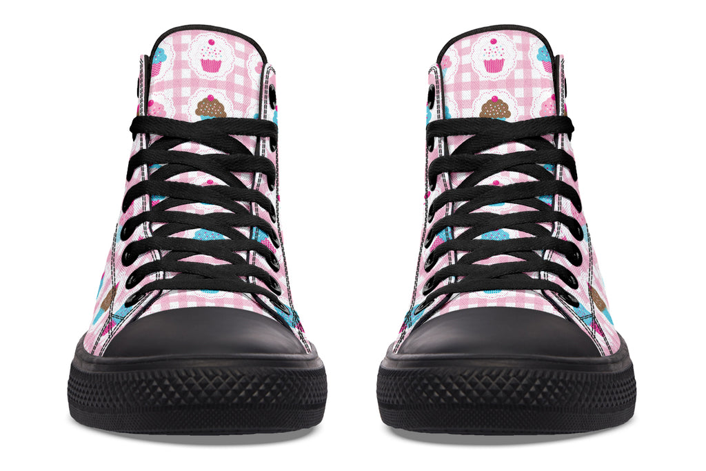Pink Gingham Cupcakes High Tops