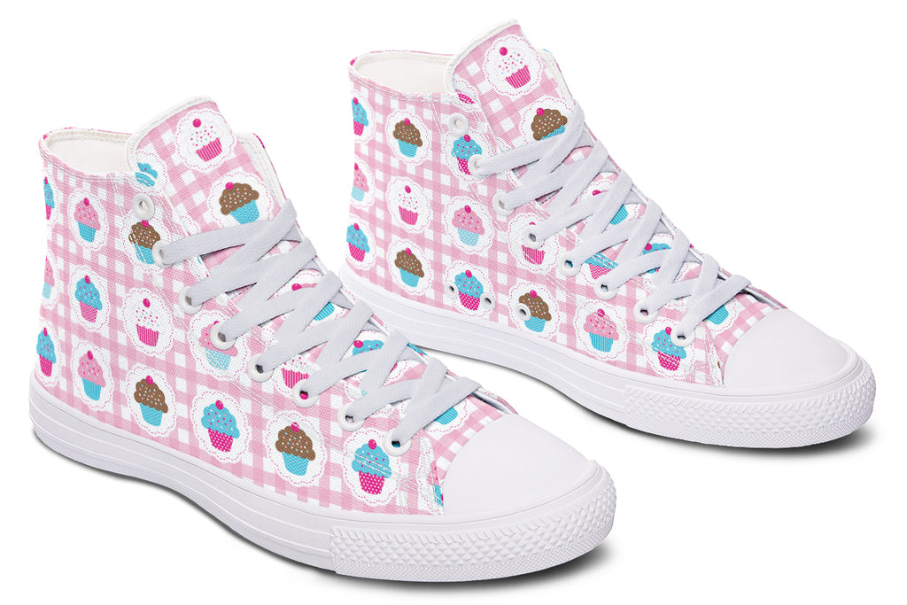 Pink Gingham Cupcakes High Tops
