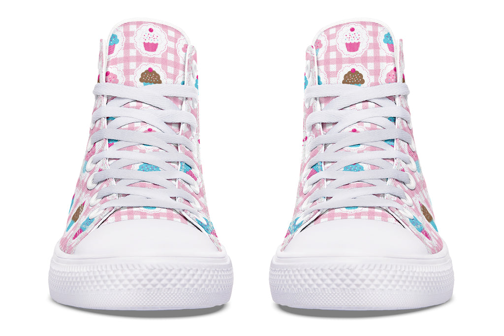 Pink Gingham Cupcakes High Tops