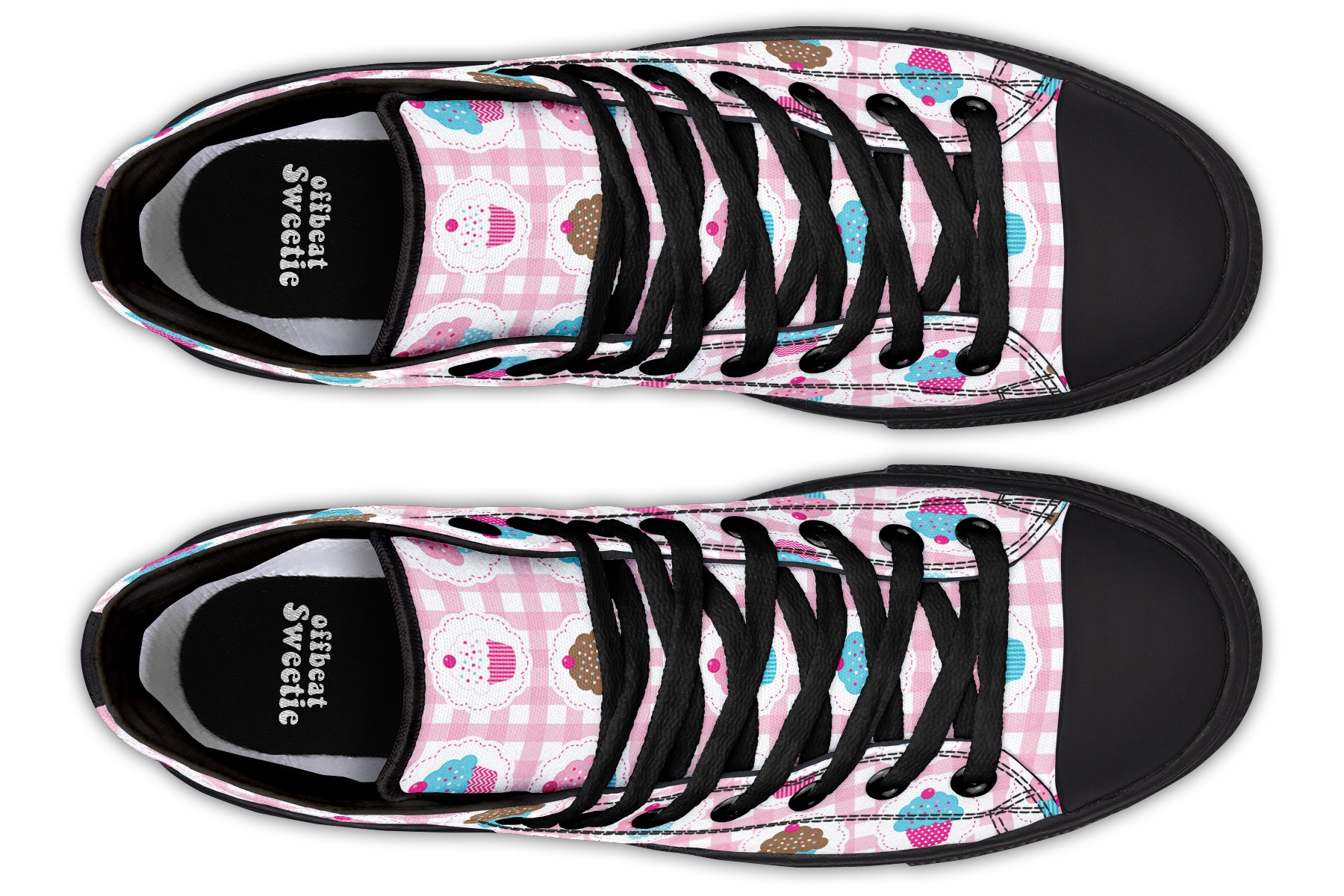 Pink Gingham Cupcakes High Tops