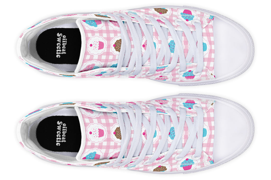 Pink Gingham Cupcakes High Tops