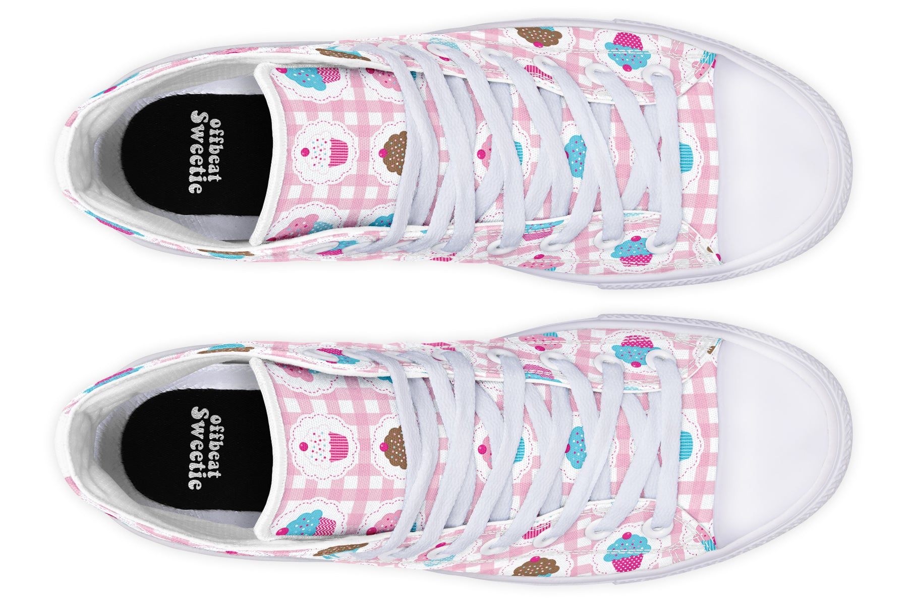 Pink Gingham Cupcakes High Tops