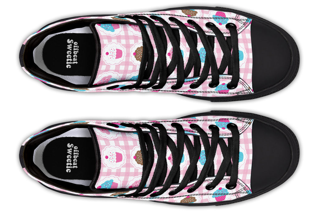 Pink Gingham Cupcakes High Tops (Wide)
