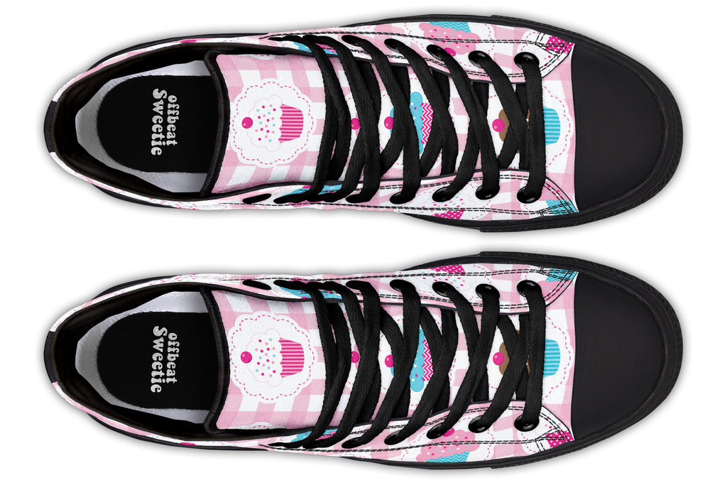Pink Gingham Cupcakes High Tops (Wide)