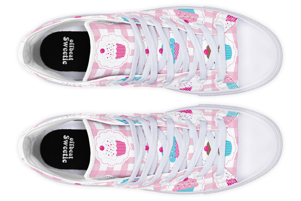 Pink Gingham Cupcakes High Tops (Wide)