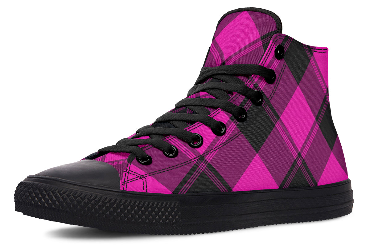 Pretty In Pink Plaid High Tops (Wide)