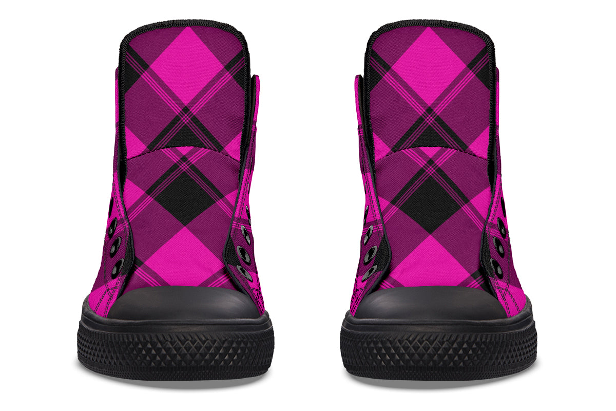 Pretty In Pink Plaid High Tops (Wide)