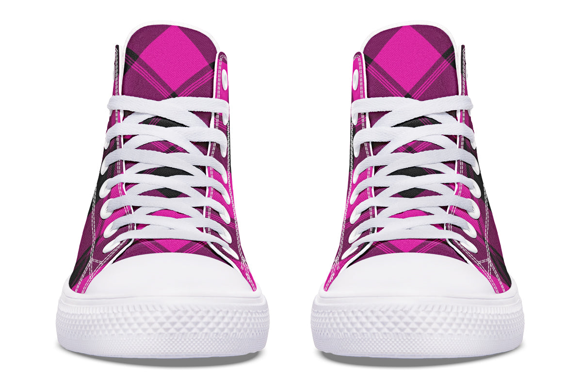 Pretty In Pink Plaid High Tops (Wide)