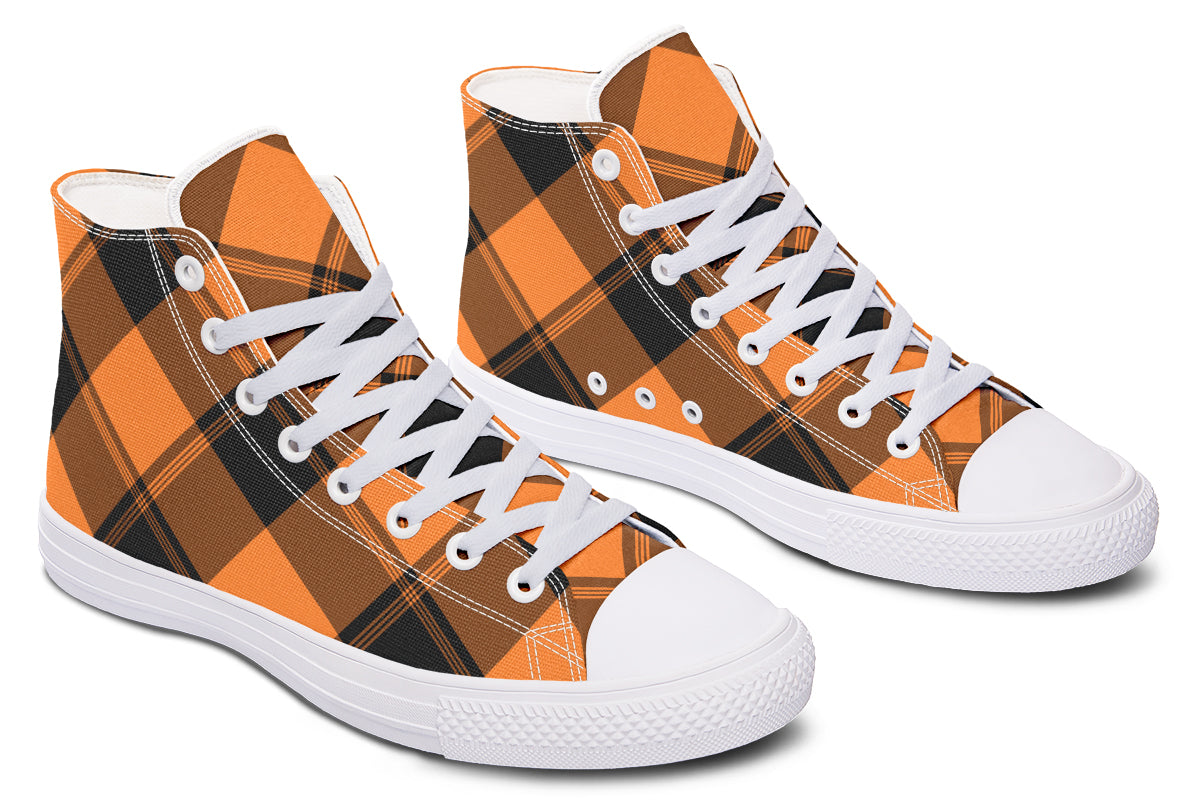 Pumpkin Pop Plaid High Tops (Wide)