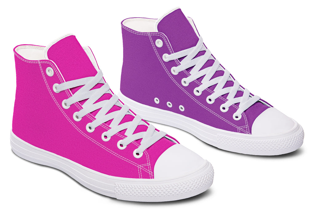 Purple And Pink Mismatch High Tops - Offbeat Sweetie