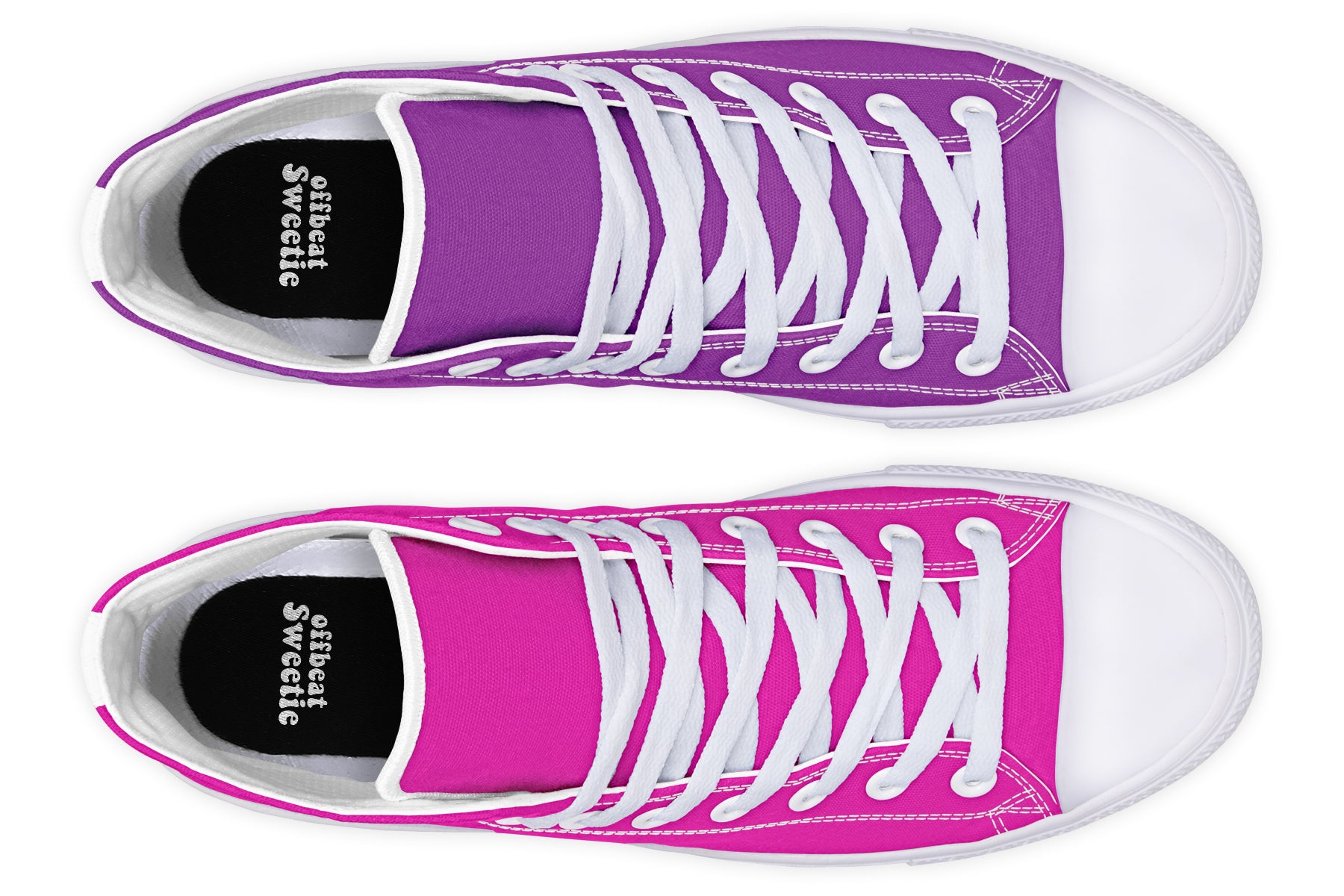 Purple And Pink Mismatch High Tops - Offbeat Sweetie