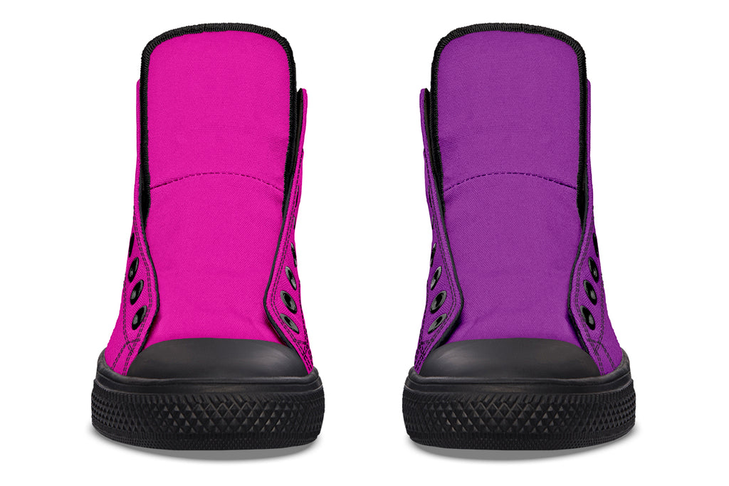Purple And Pink Mismatched High Tops (Wide)