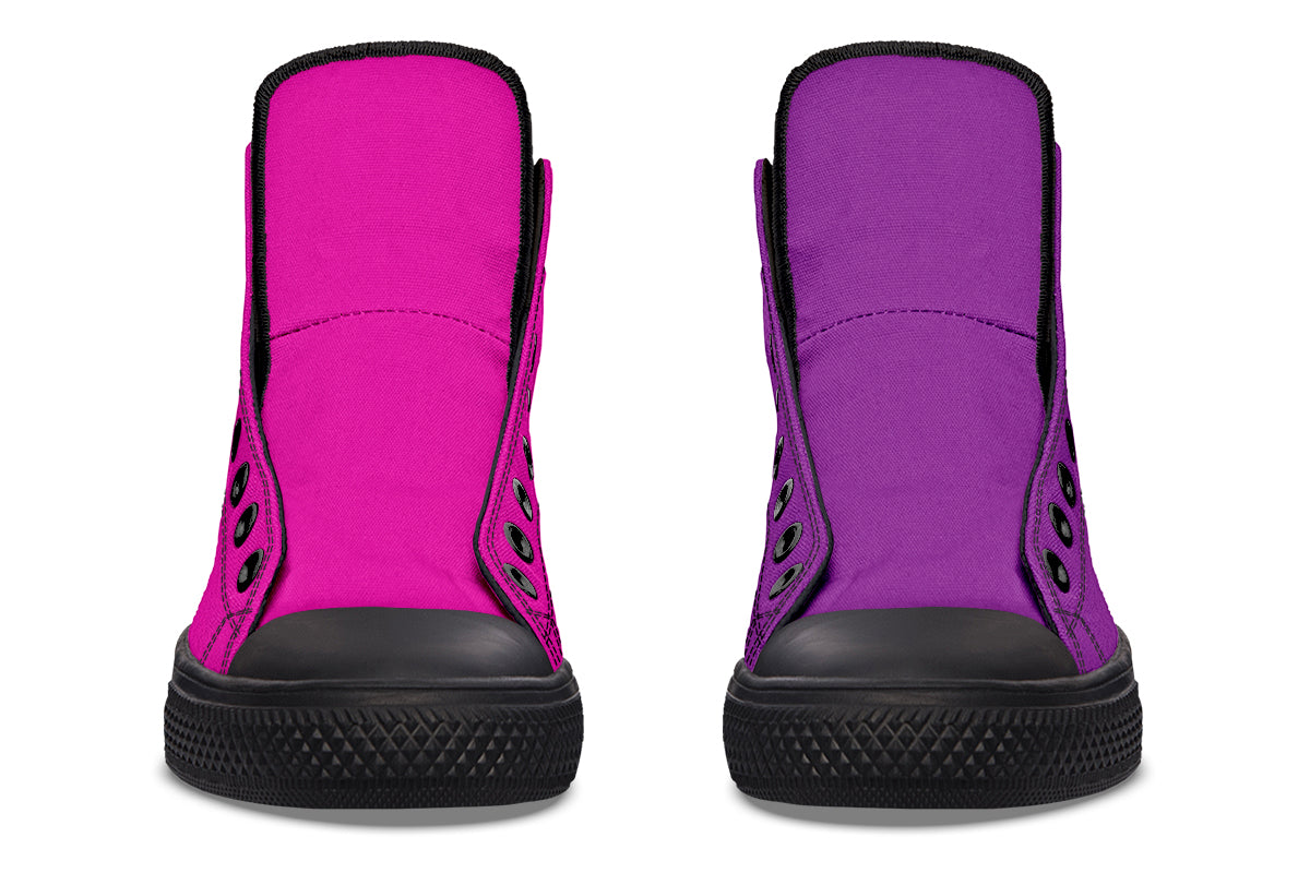 Purple And Pink Mismatched High Tops (Wide)