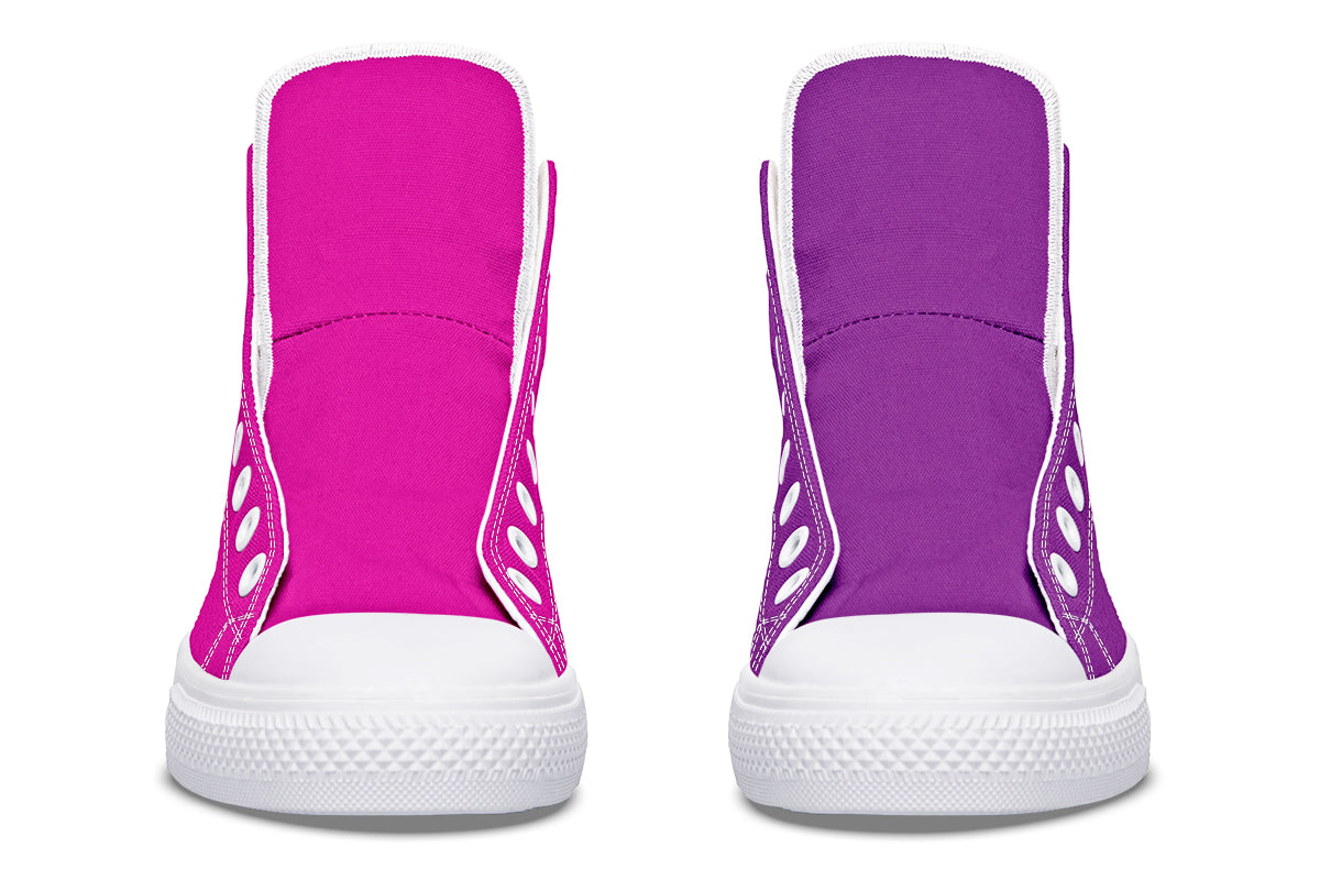 Purple And Pink Mismatched High Tops (Wide)