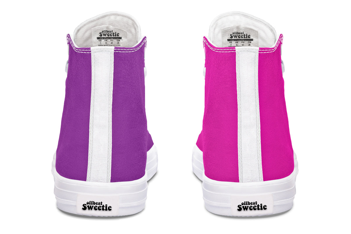 Purple And Pink Mismatched High Tops (Wide)