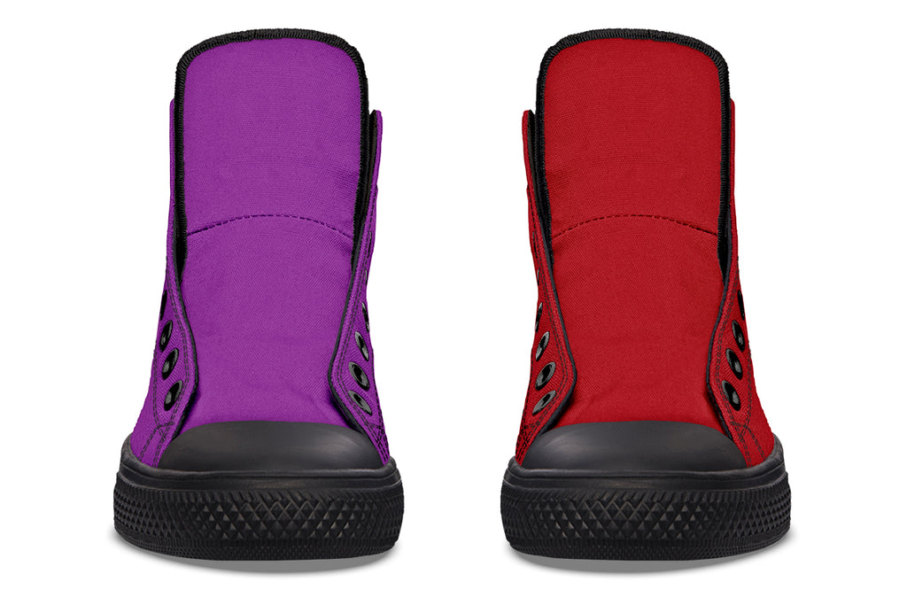 Purple And Red Mismatch High Tops (Wide)