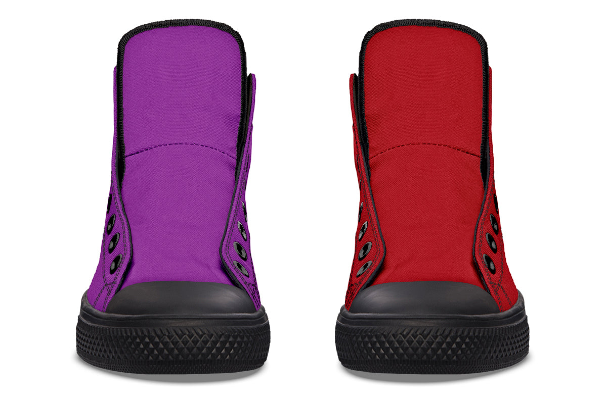 Purple And Red Mismatch High Tops (Wide)