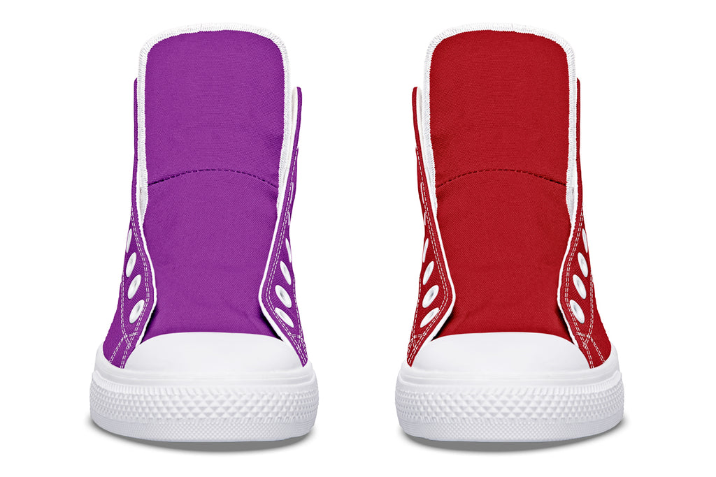 Purple And Red Mismatch High Tops (Wide)