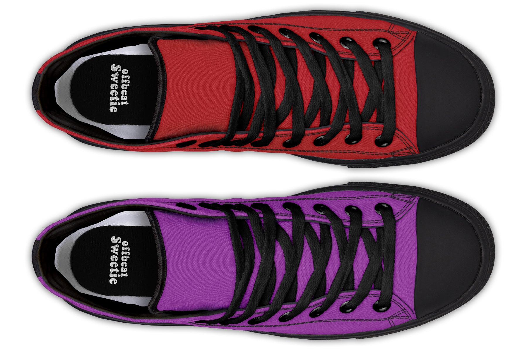 Purple And Red Mismatch High Tops (Wide)