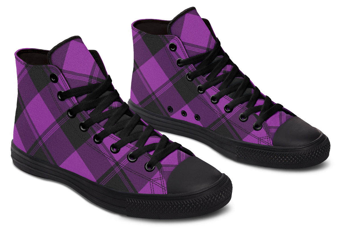 Purple Reign Plaid High Tops (Wide)