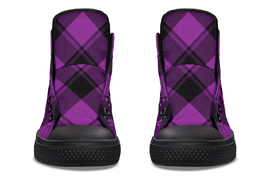 Purple Reign Plaid High Tops (Wide)