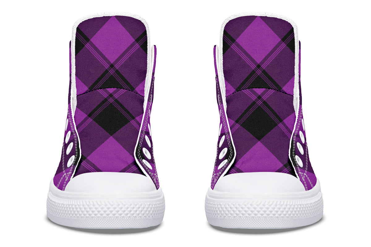 Purple Reign Plaid High Tops (Wide)