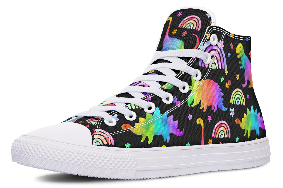 Rainbow Dinos High Tops - Offbeat Sweetie