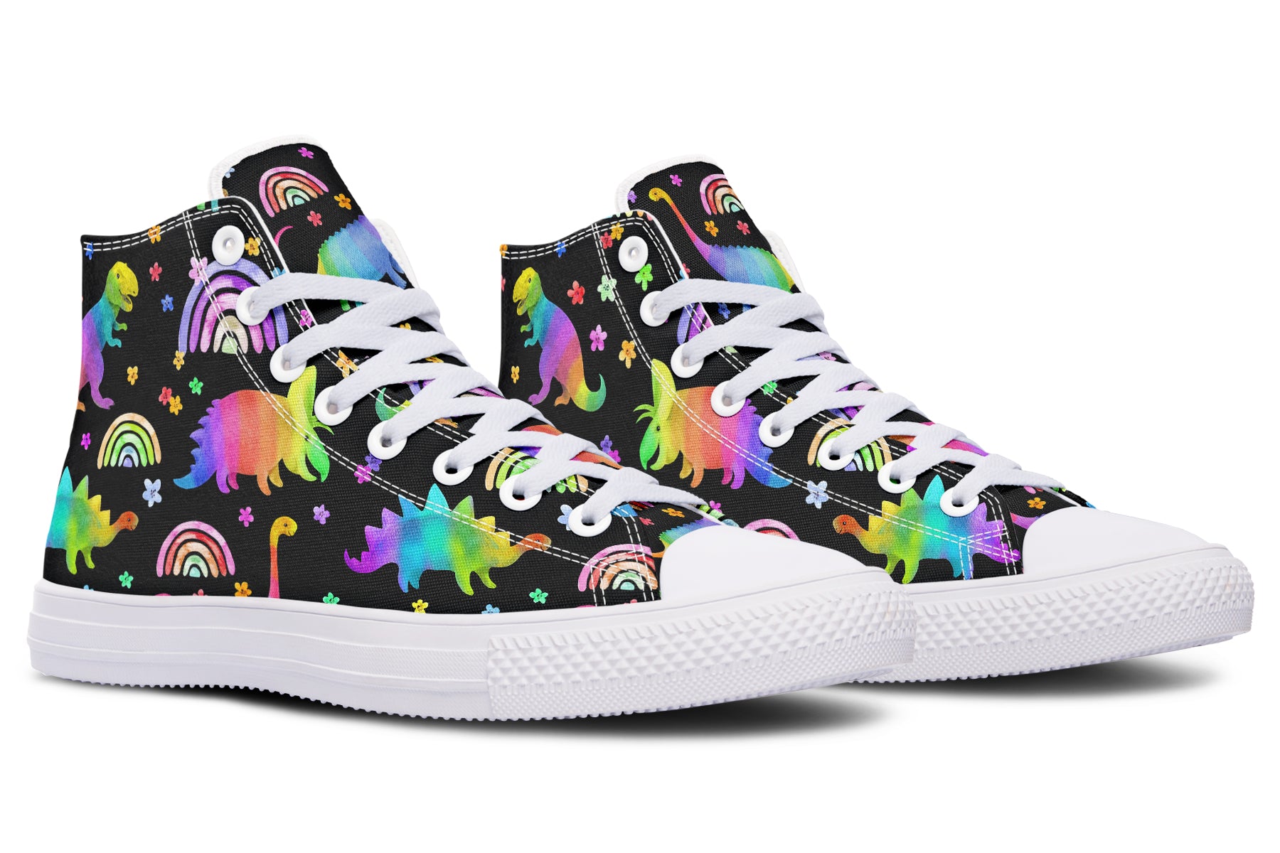 Rainbow Dinos High Tops - Offbeat Sweetie