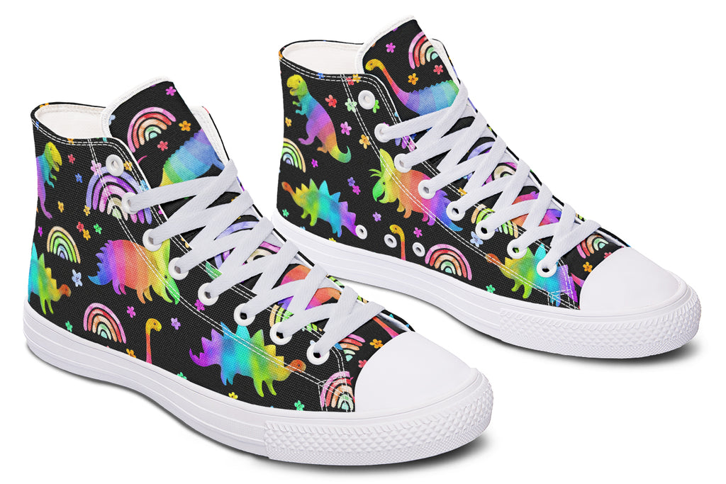 Rainbow Dinos High Tops - Offbeat Sweetie