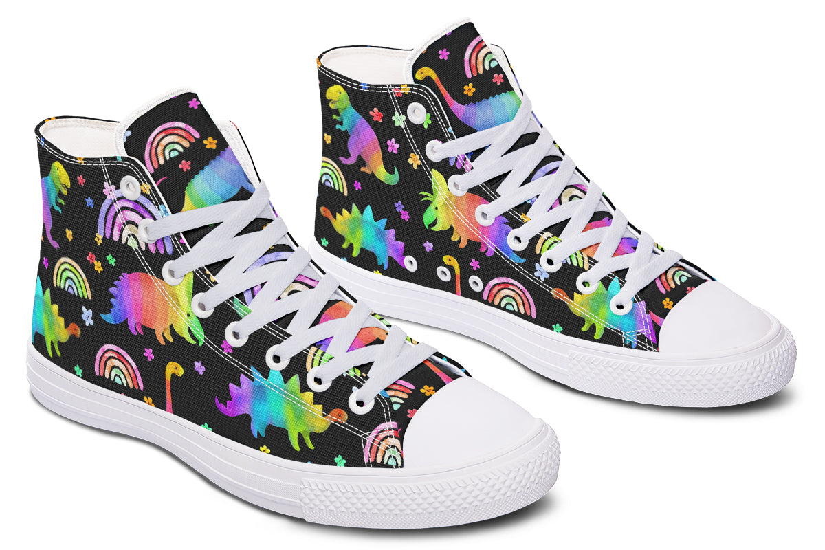 Rainbow Dinos High Tops - Offbeat Sweetie