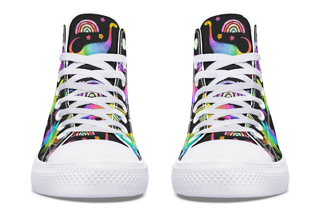 Rainbow Dinos High Tops - Offbeat Sweetie