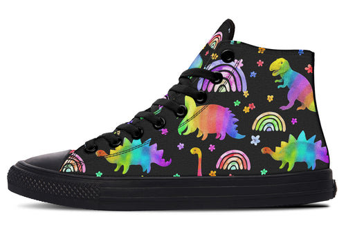 Rainbow Dinos High Tops - Offbeat Sweetie