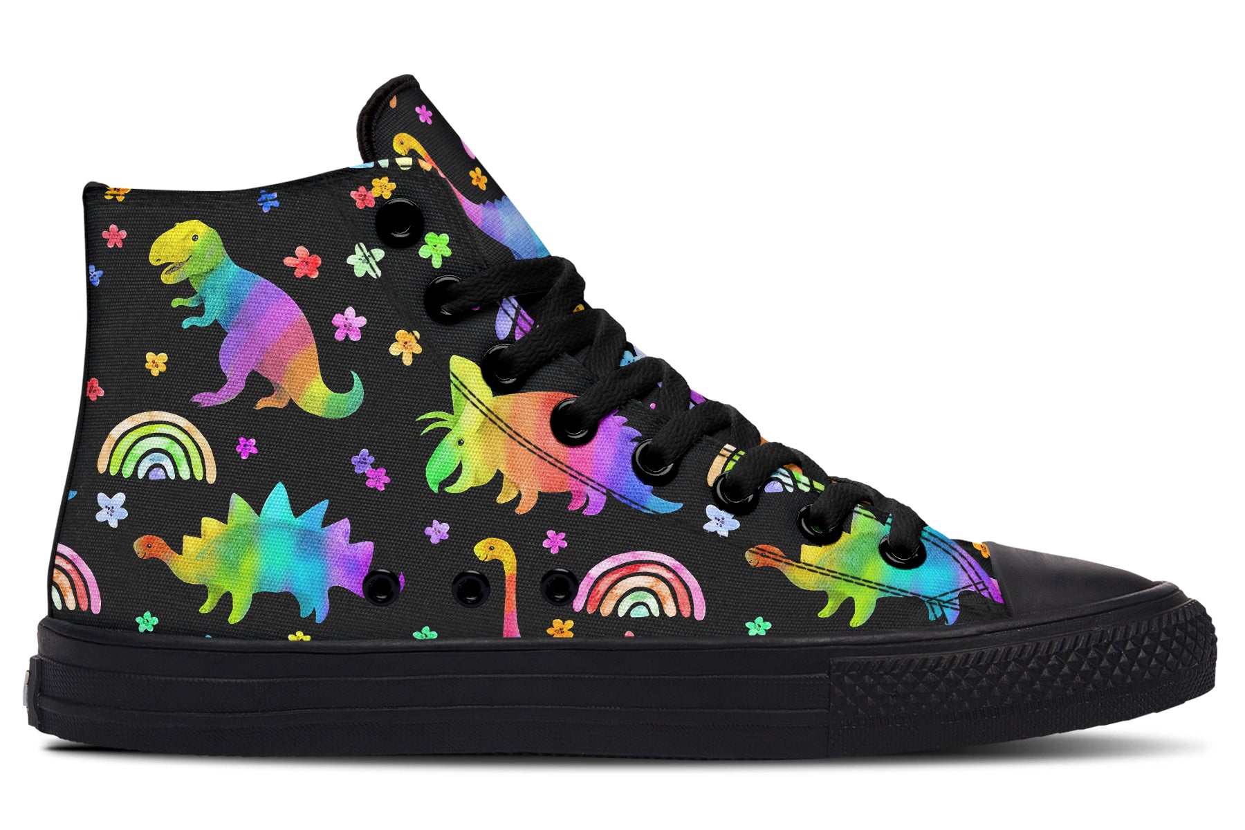 Rainbow Dinos High Tops - Offbeat Sweetie