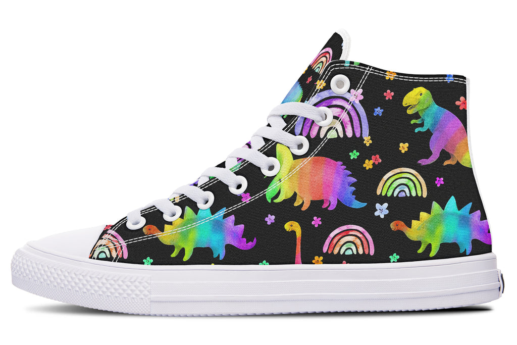 Rainbow Dinos High Tops - Offbeat Sweetie