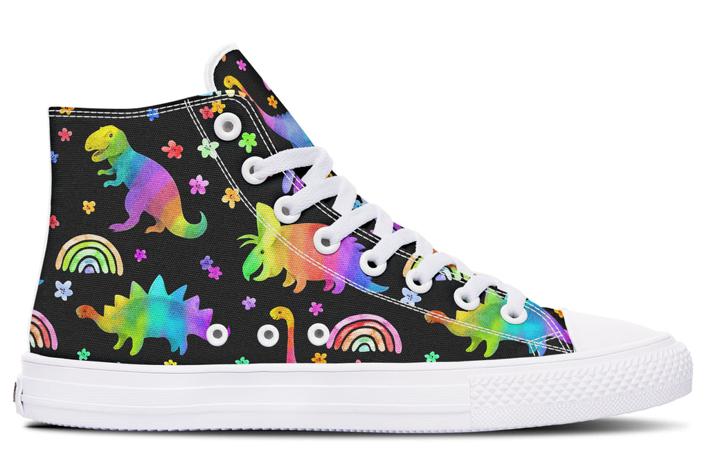 Rainbow Dinos High Tops - Offbeat Sweetie