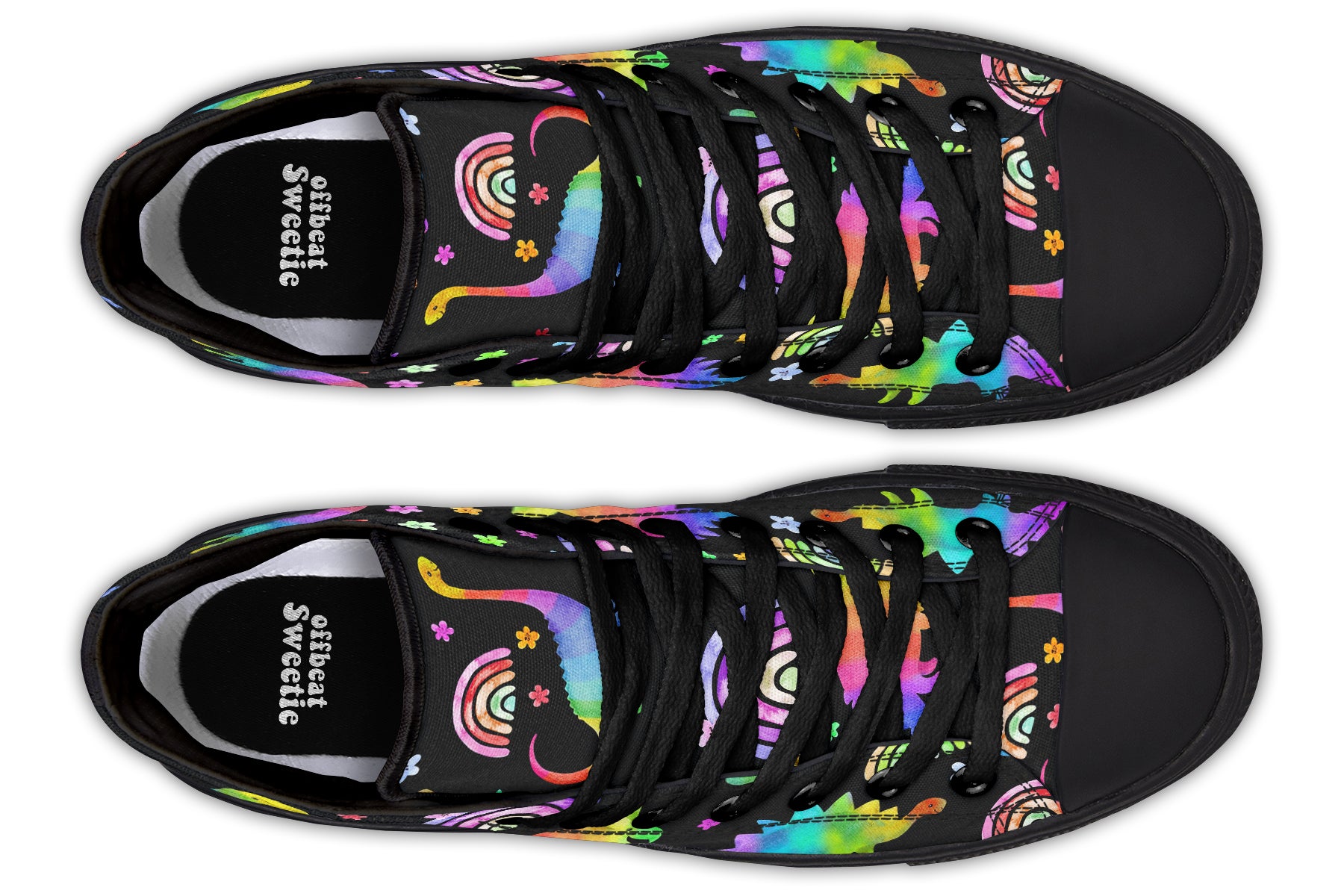 Rainbow Dinos High Tops - Offbeat Sweetie