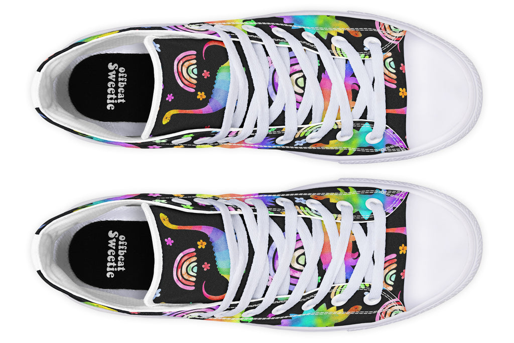 Rainbow Dinos High Tops - Offbeat Sweetie