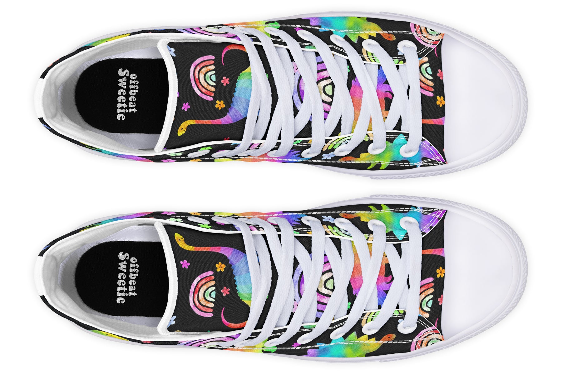 Rainbow Dinos High Tops - Offbeat Sweetie