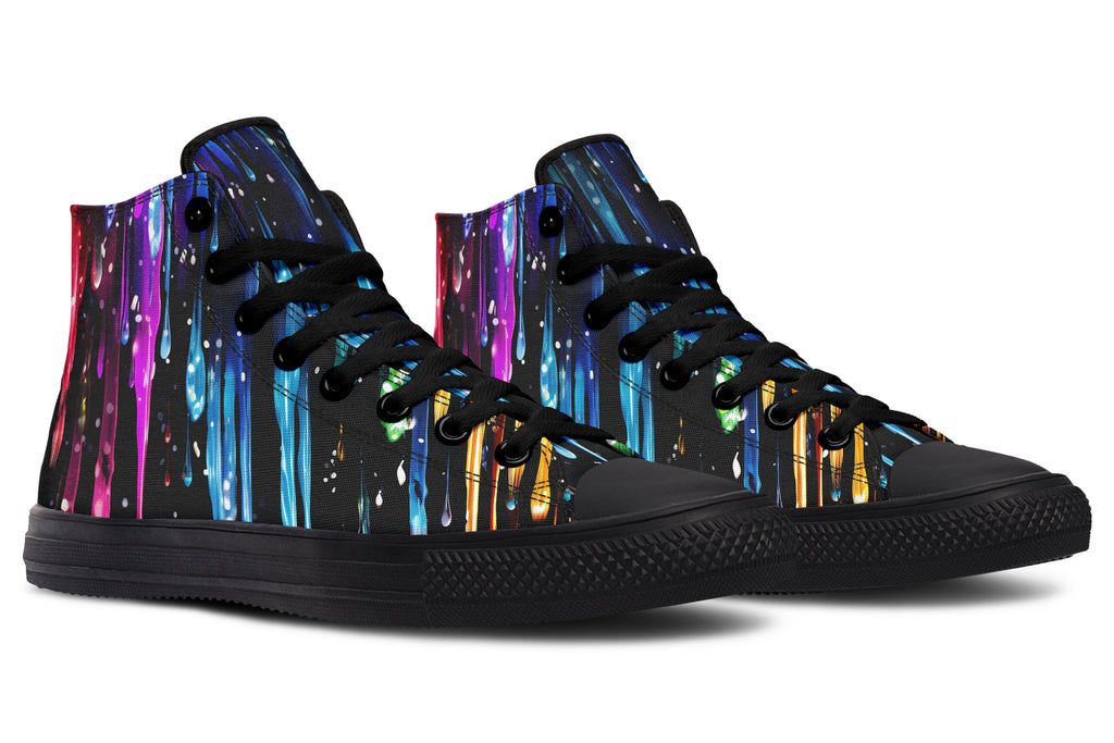Rainbow Drips High Tops - Offbeat Sweetie