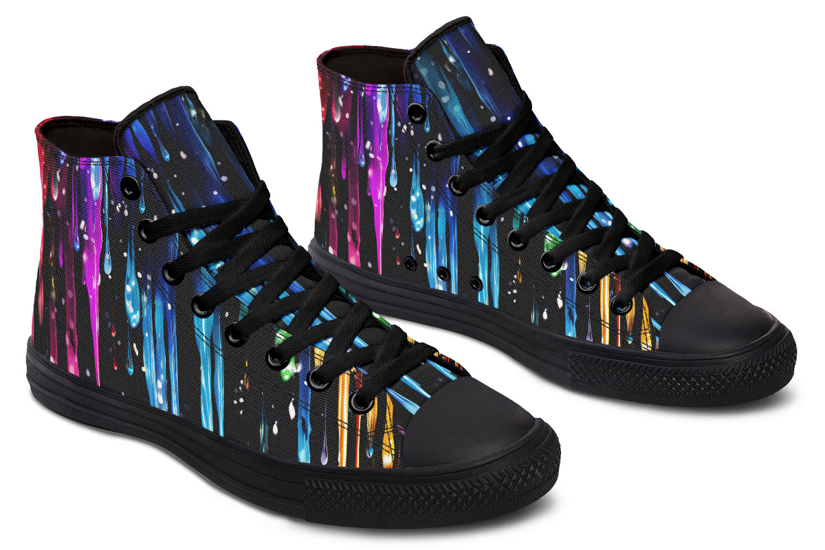 Rainbow Drips High Tops - Offbeat Sweetie