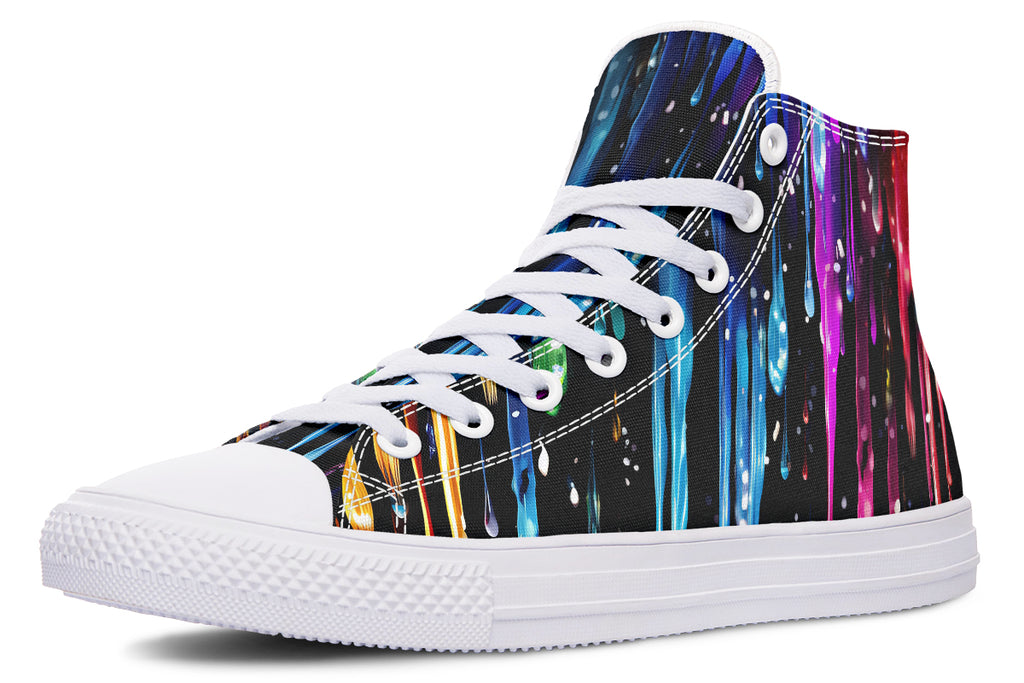 Rainbow Drips High Tops - Offbeat Sweetie