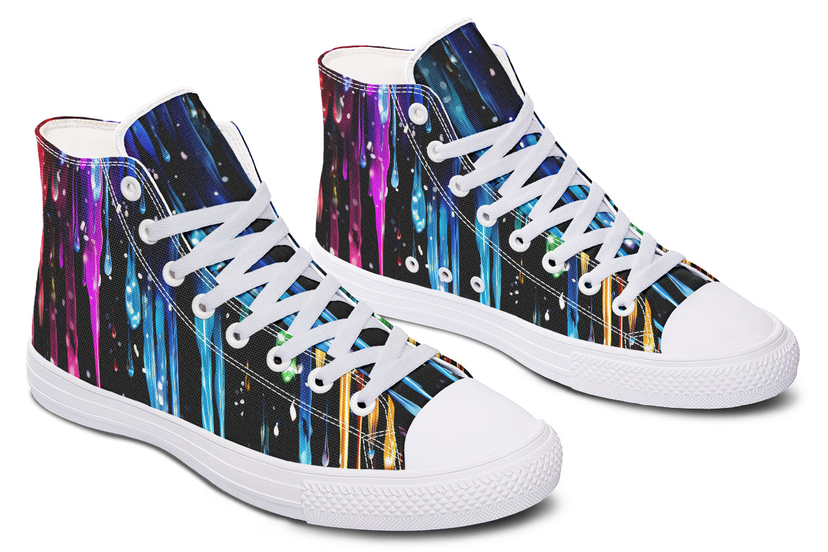 Rainbow Drips High Tops - Offbeat Sweetie