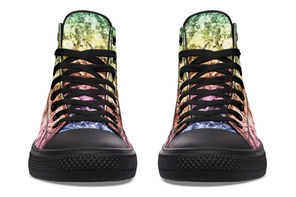 Rainbow Grunge High Tops - Offbeat Sweetie