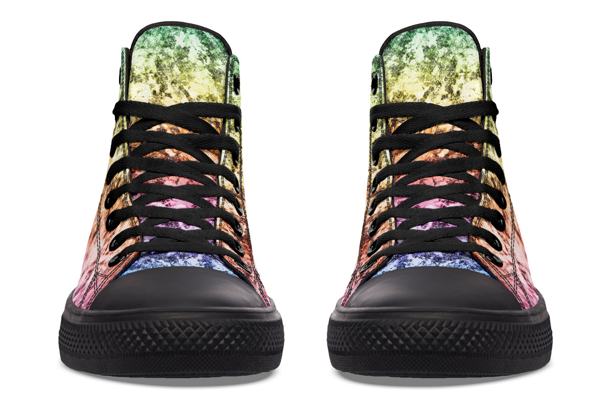 Rainbow Grunge High Tops - Offbeat Sweetie
