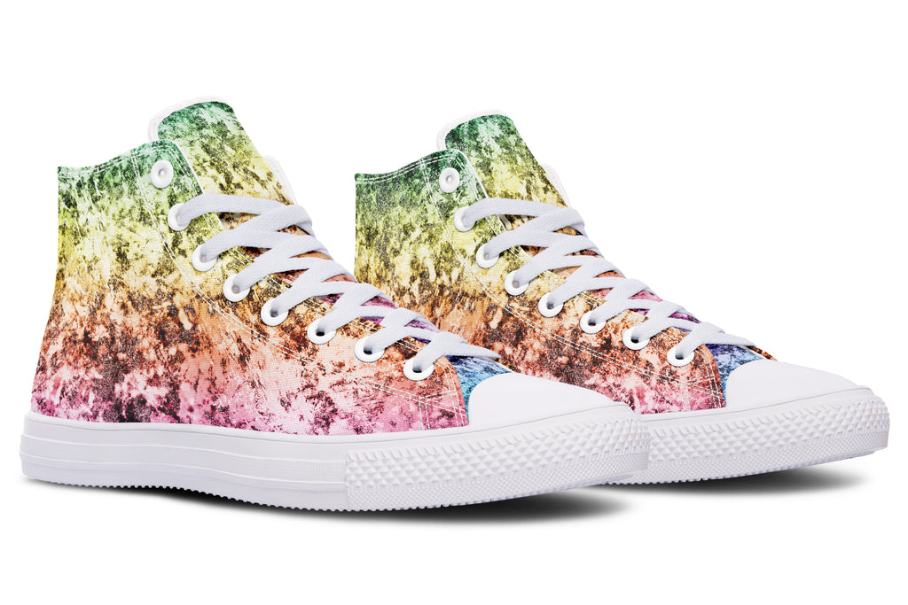 Rainbow Grunge High Tops - Offbeat Sweetie