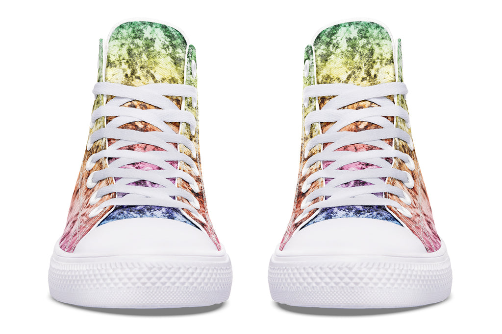 Rainbow Grunge High Tops - Offbeat Sweetie