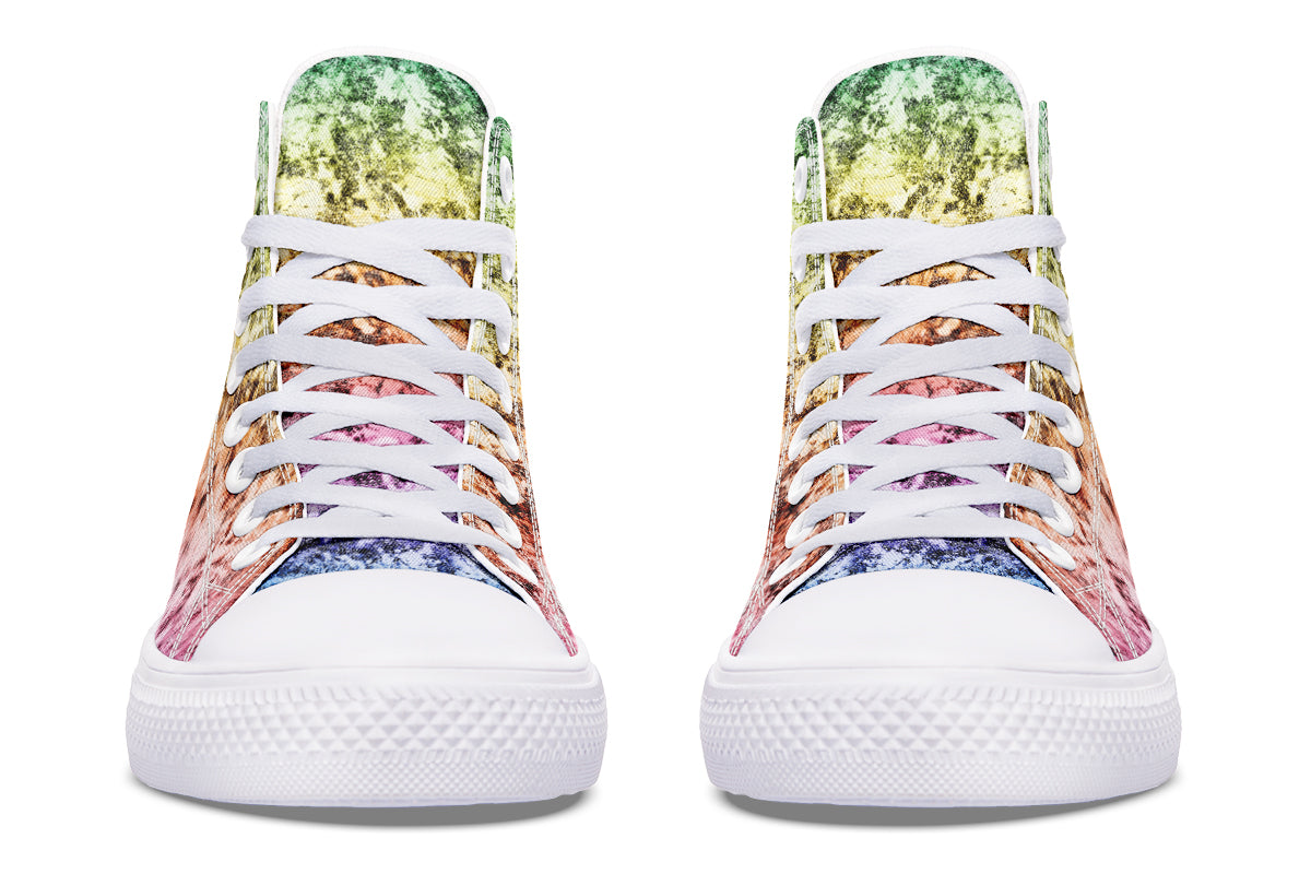 Rainbow Grunge High Tops - Offbeat Sweetie