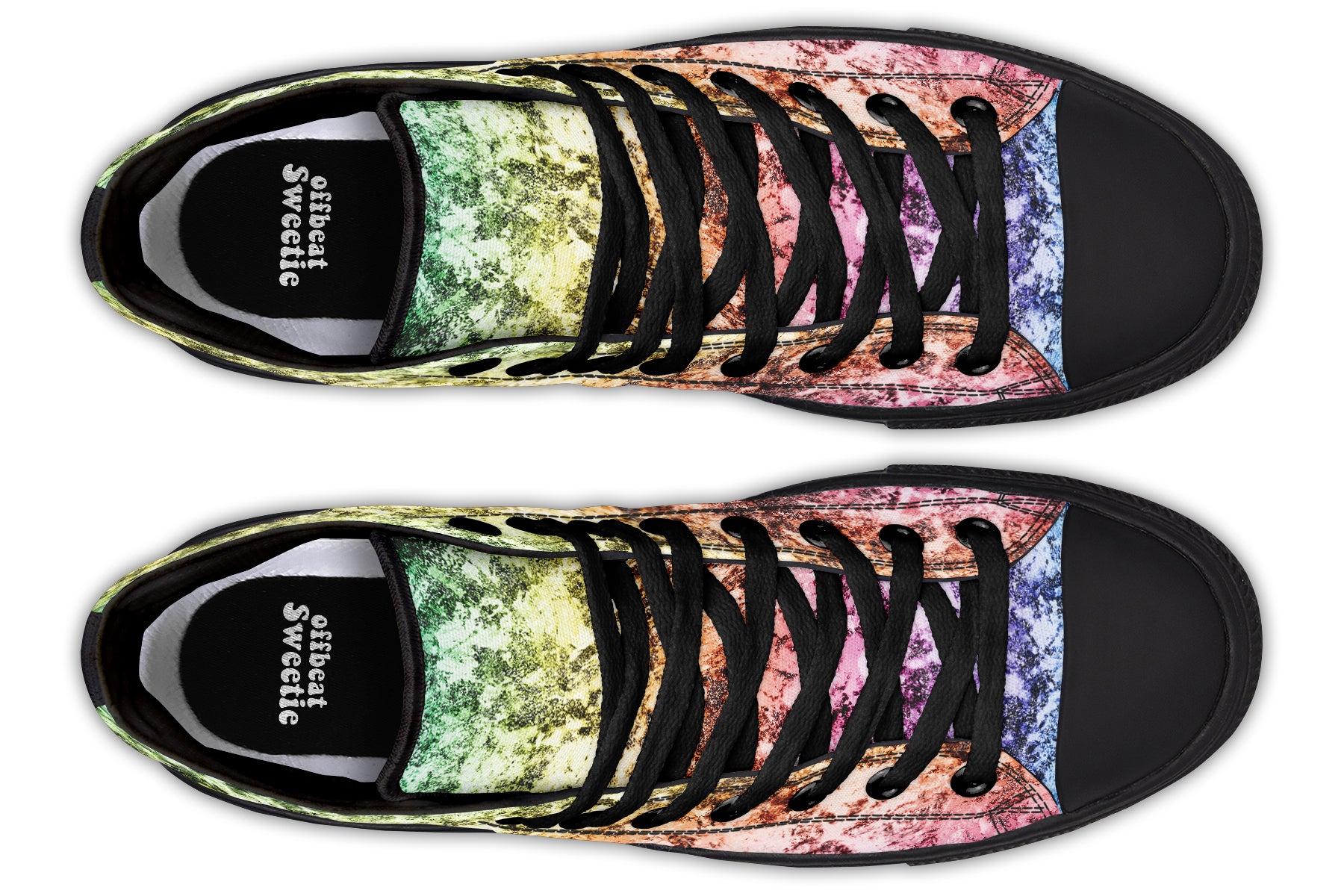Rainbow Grunge High Tops - Offbeat Sweetie